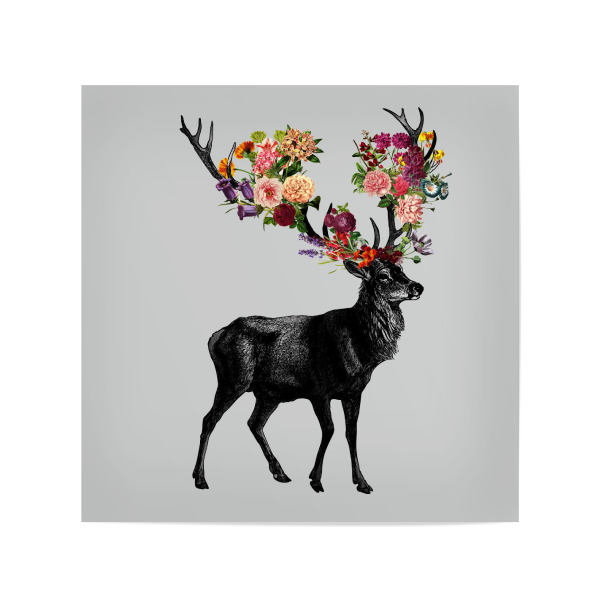 Poster 20x20 cm "Spring Itself Deer Floral" artboxONE - Natur,Tiere - Tiere,Rotwild,Frühling,Blumen,Natur,Cool,Lustig,Tobe fonseca,Tobias fonseca