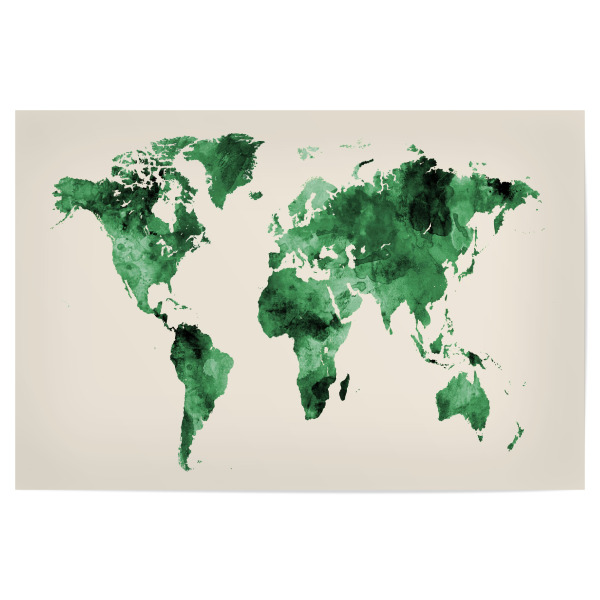 Poster 30x20 cm "Watercolour World Map" artboxONE - Reise - Weltkarte,Wanderlust,Weltkarte,Aquarell,Aquarell