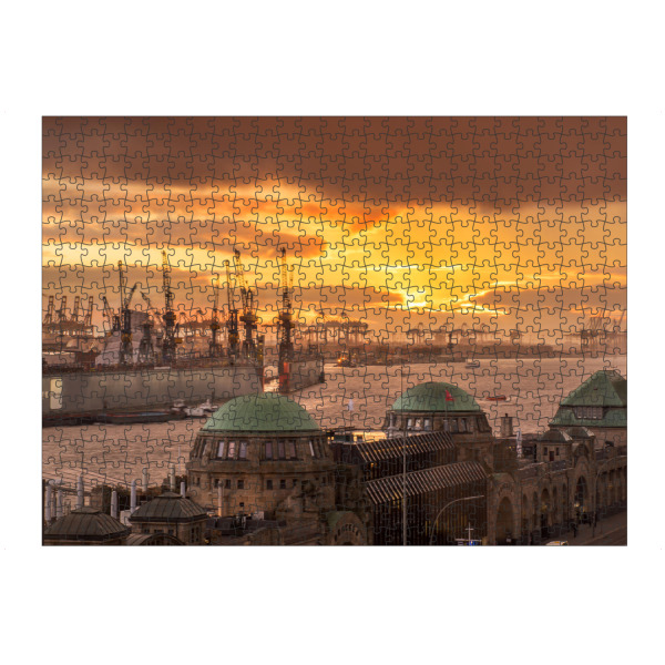 artboxONE Puzzle "Sonnenuntergang im Hafen Hamburg" artboxONE - Städte,Natur,Floral