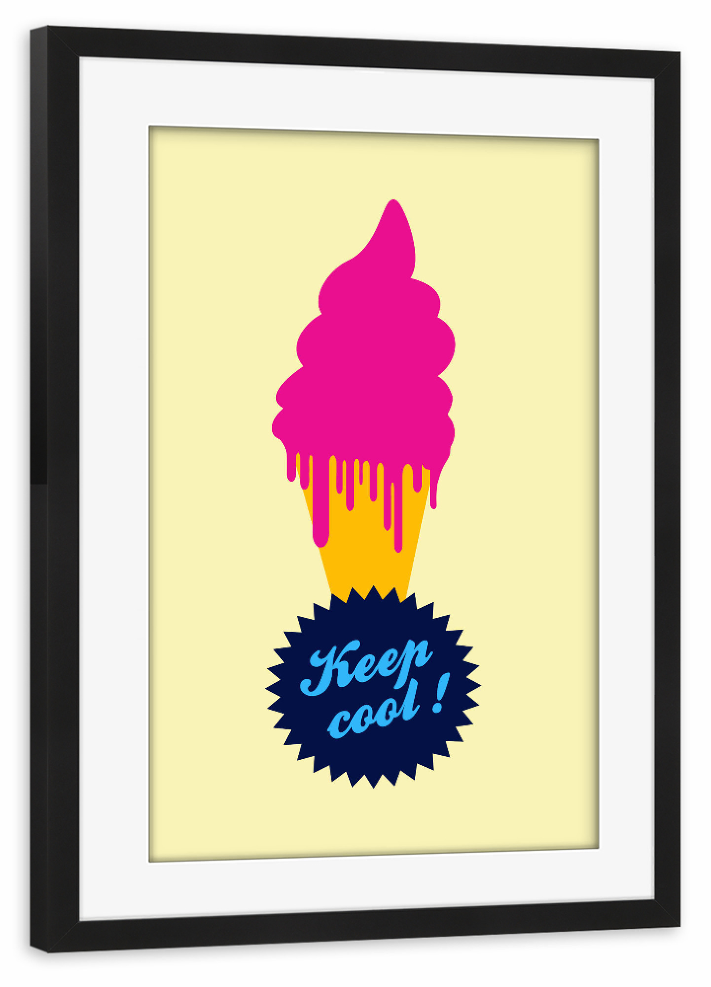Poster mit Rahmen schwarz "Ice cream Keep cool" artboxONE - Essen & Trinken