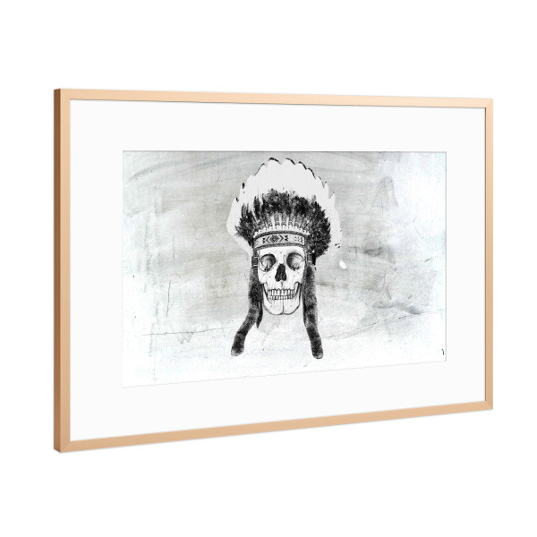 Poster mit Rahmen Kupfer "Indian headdress skull" artboxONE - Abstrakt,Schwarzweiß,Fiktion,Fiktion
