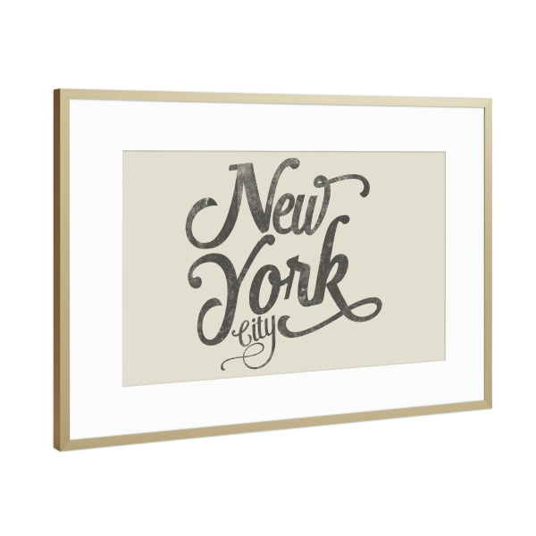 Poster mit Rahmen Gold "New York City typography sand" artboxONE - Städte,Typografie
