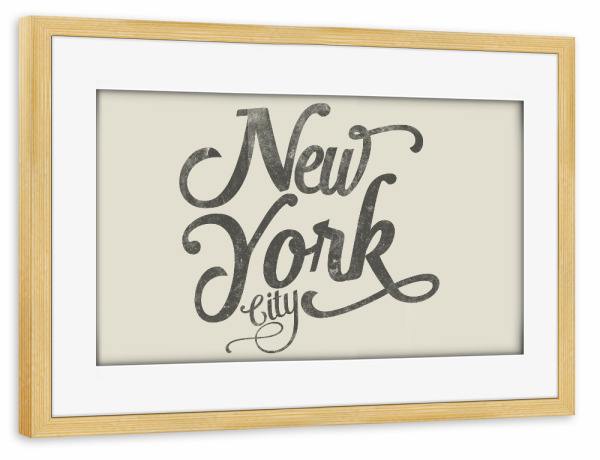 Poster mit Rahmen kiefer "New York City typography sand" artboxONE - Städte,Typografie