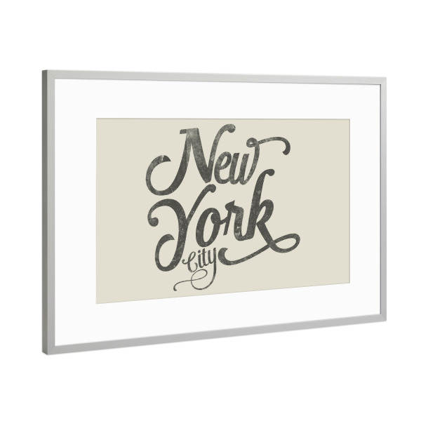 Poster mit Rahmen Silber "New York City typography sand" artboxONE - Städte,Typografie