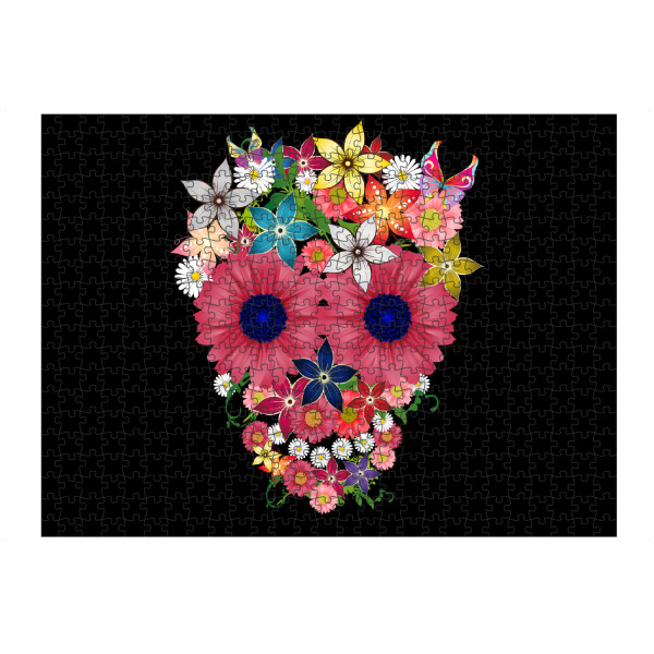 artboxONE Puzzle "Skull flowers" artboxONE - Abstrakt - Schädel,Totenkopf,Blumen - Bild schädel