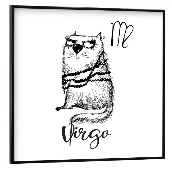Poster mit schwarzem Rahmen 30x30 cm "Virgo cat" artboxONE - Tiere,Comic,Schwarzweiß