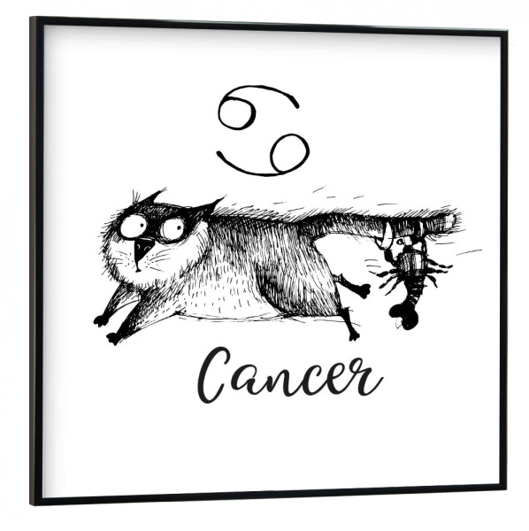 Poster mit schwarzem Rahmen 30x30 cm "Cancer cat" artboxONE - Tiere,Comic,Schwarzweiß