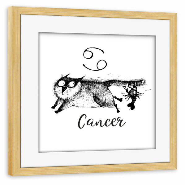 Poster mit Rahmen kiefer "Cancer cat" artboxONE - Tiere,Comic,Schwarzweiß