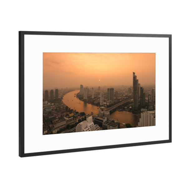 Poster mit Rahmen Schwarz (Metallic) "Bangkok 01" artboxONE - Reise,Architektur