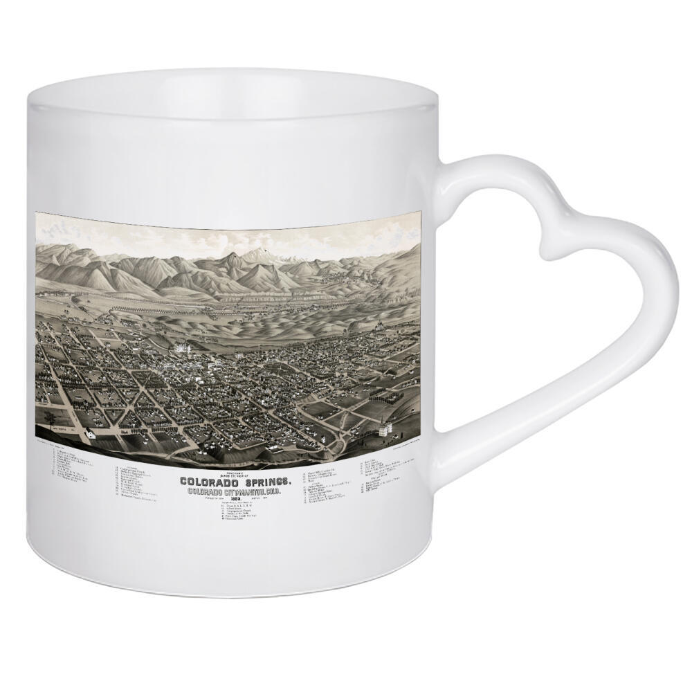Herztasse "Alte Karte von Colorado Springs-b" artboxONE - Kartografie