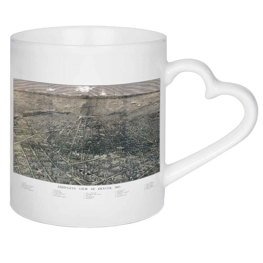 Herztasse "Antike Karte von Denver - Colorado" artboxONE - Kartografie - Karte,Plan,Antik,Retro,Alt,Karten,Karte der welt,Illustration,Denver