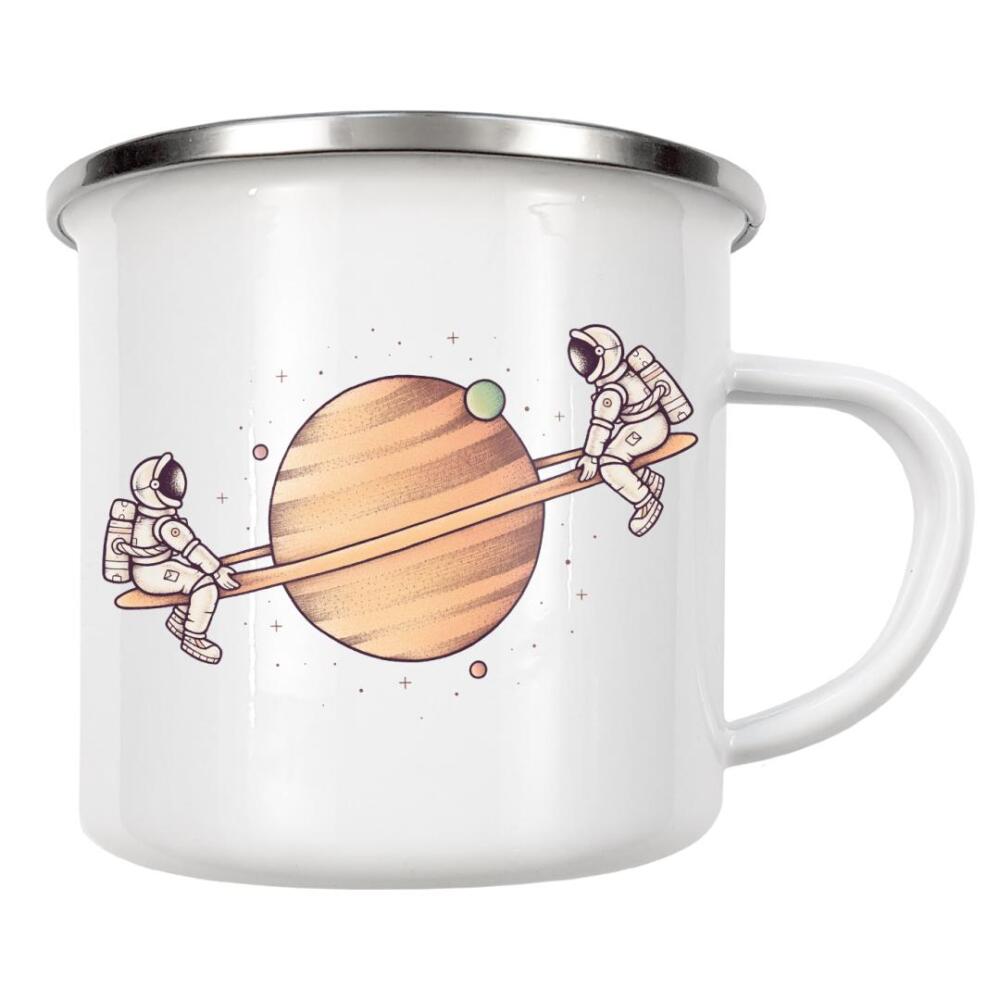 Emaille Tasse "Enkel Dika - Cosmic Fun" artboxONE - Comic,Für Papa,Galaxy - Astronaut,Galaxie,Weltall,All,Planet,Spielplatz