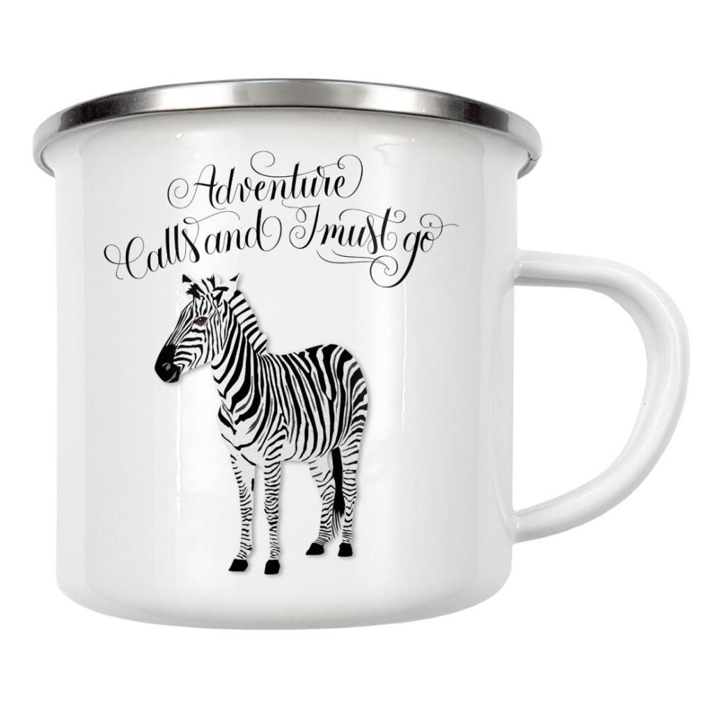 Emaille Tasse "Zebra Streifen: Schwarz und Gold" artboxONE - Tiere,Abstrakt