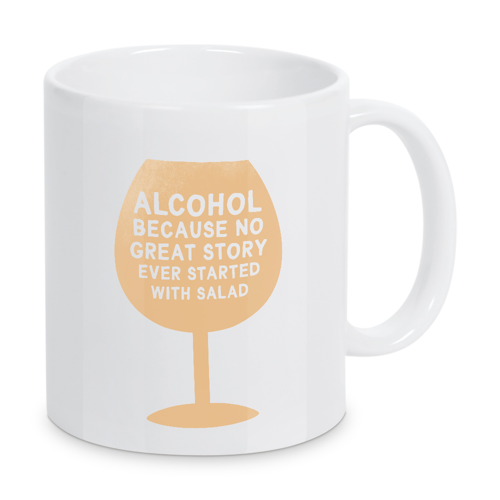 Tasse "Alcohol & Salad I Set orange" artboxONE - Typografie,Essen & Trinken,Essen & Trinken / Alkohol,Essen & Trinken / Obst & Gemüse,Lustig