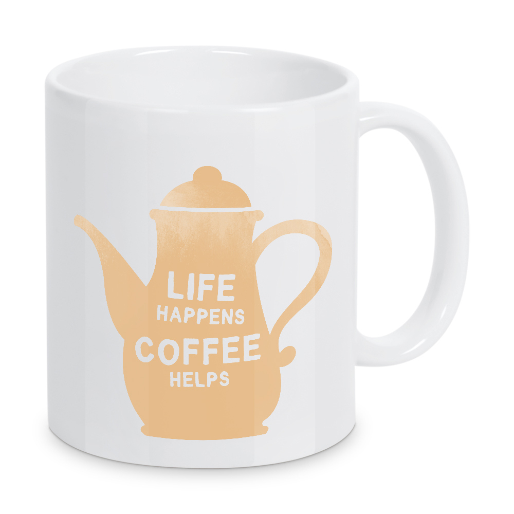 Tasse "Life & Coffee I Set orange" artboxONE - Typografie,Essen & Trinken,Lehrersprüche,Für Mama,Lustig