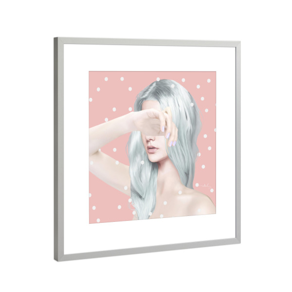 Poster mit Rahmen Silber "Let go" artboxONE - Menschen - Polkadots,Pünktchen,Punkte,Dots,Blaue haare,Blue hair,Girl