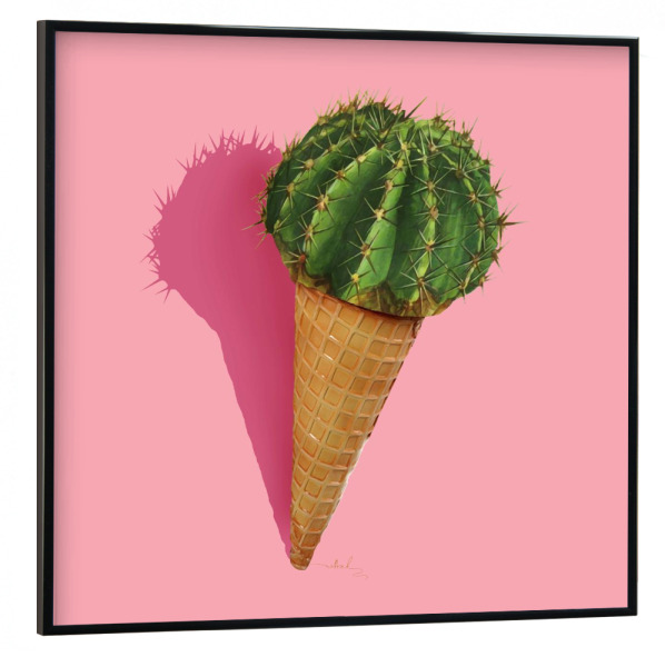 Poster mit schwarzem Rahmen 30x30 cm "Caramba Cacti" artboxONE - Essen & Trinken,Abstrakt - Kaktus,Eis,Eiscreme