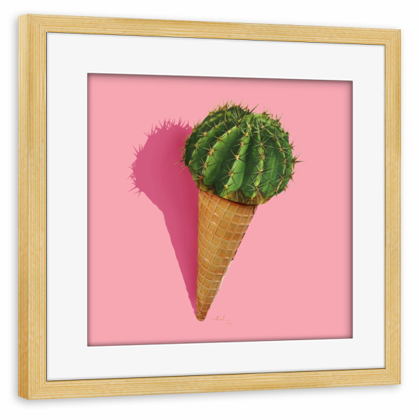Poster mit Rahmen kiefer "Caramba Cacti" artboxONE - Essen & Trinken,Abstrakt - Kaktus,Eis,Eiscreme