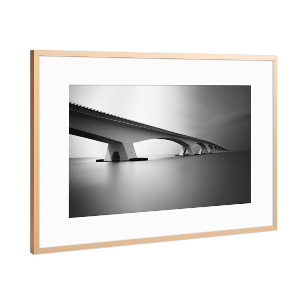 Poster mit Rahmen Kupfer "Zeelandbrug black and white" artboxONE - Reise,Schwarzweiß,Architektur,Stillleben