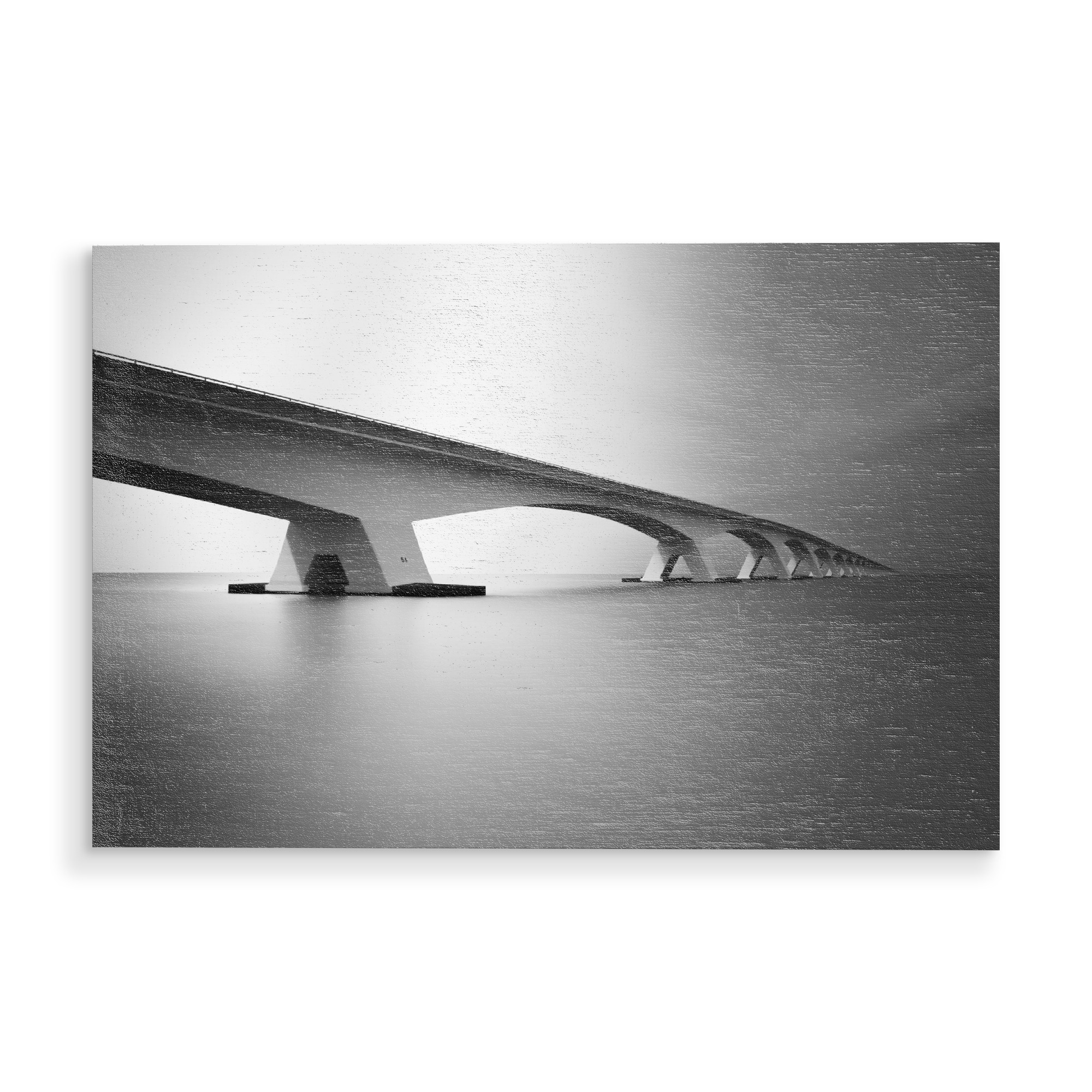 Holzbild "Zeelandbrug black and white" artboxONE - Reise,Schwarzweiß,Architektur,Stillleben