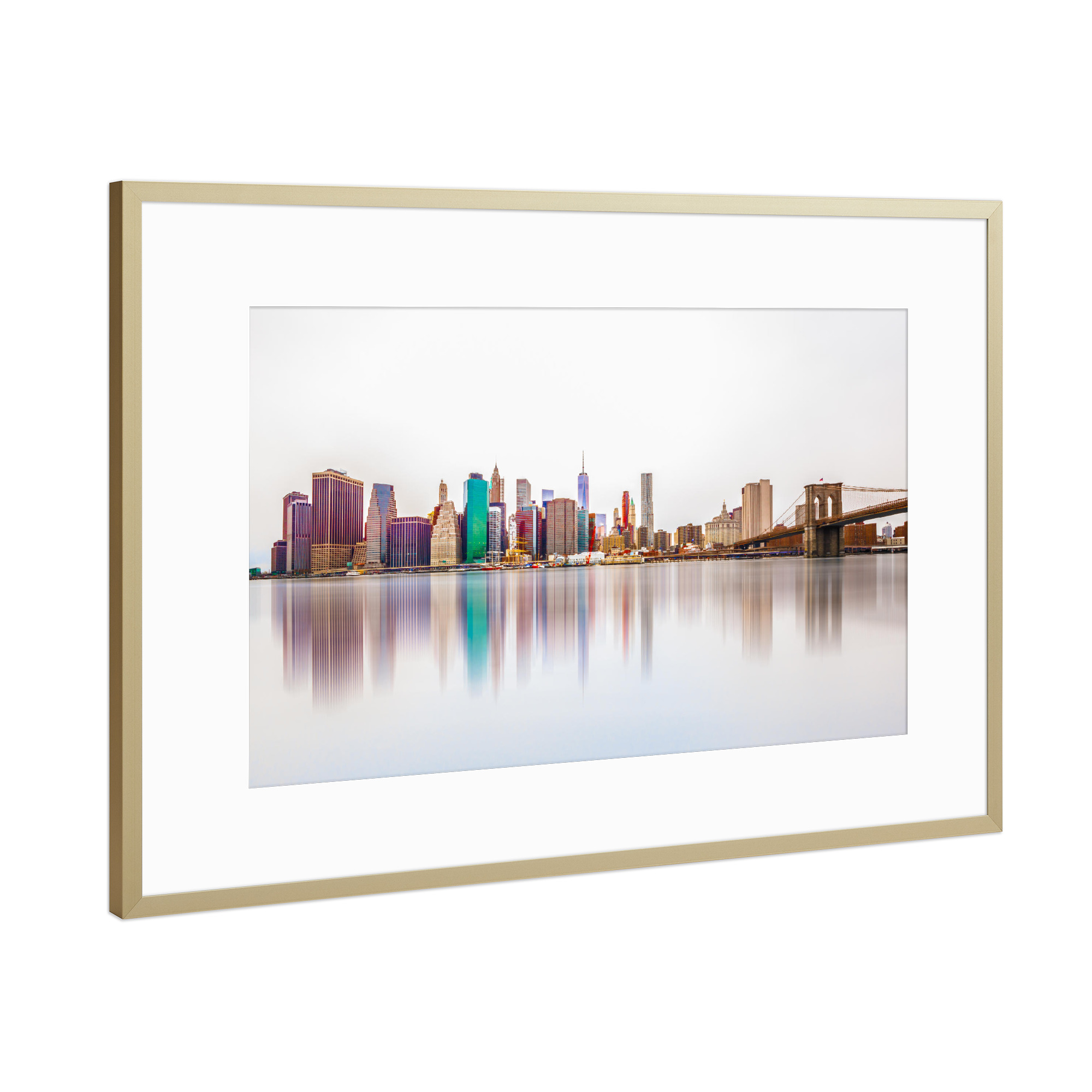 Poster mit Rahmen Gold "New York Skyline reflections" artboxONE - Reise,Architektur,Reise / Länder