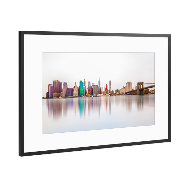 Poster mit Rahmen Schwarz (Metallic) "New York Skyline reflections" artboxONE - Reise,Architektur,Reise / Länder