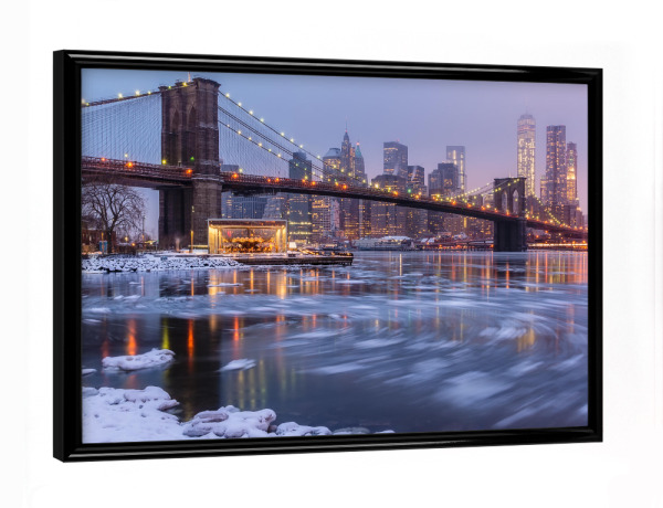 Poster mit schwarzem Rahmen "New york Winterskyline" artboxONE - Städte,Reise