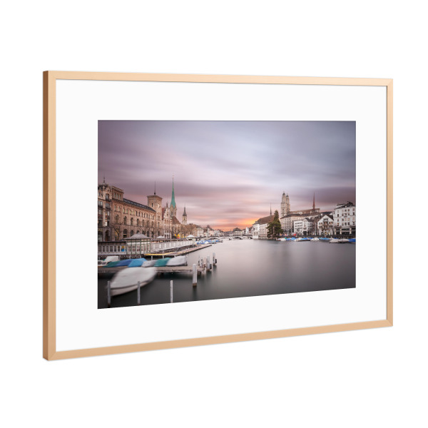 Poster mit Rahmen Kupfer "Zürich #1" artboxONE - Städte,Städte / Zürich - Zürich,Limmat,Altstadt