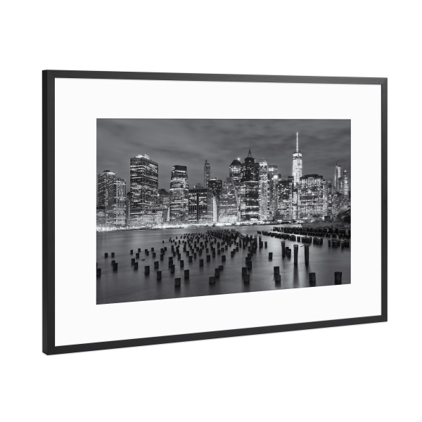 Poster mit Rahmen Schwarz (Metallic) "New York #1" artboxONE - Städte,Städte / New York,Schwarzweiß - New york,Hochhaus,Skyline