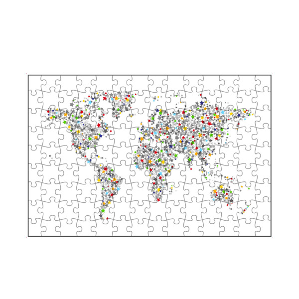 artboxONE Puzzle "World Map of Stars" artboxONE - Reise,Kartografie - Weltkarte,Sterne,Sterne,Weltkarte - Bild Weltkarte