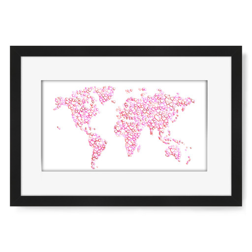 World Map of Hearts Red and Pink