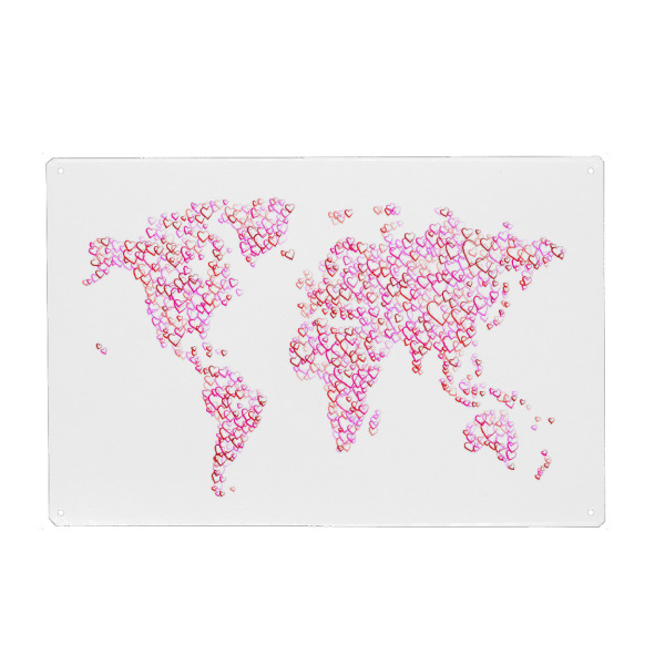Holzbild "World Map of Hearts Red and Pink" artboxONE - Reise,Liebe,Kartografie - Weltkarte,Weltkarte,Liebe,Liebe,Herzen,Herz,Herzen