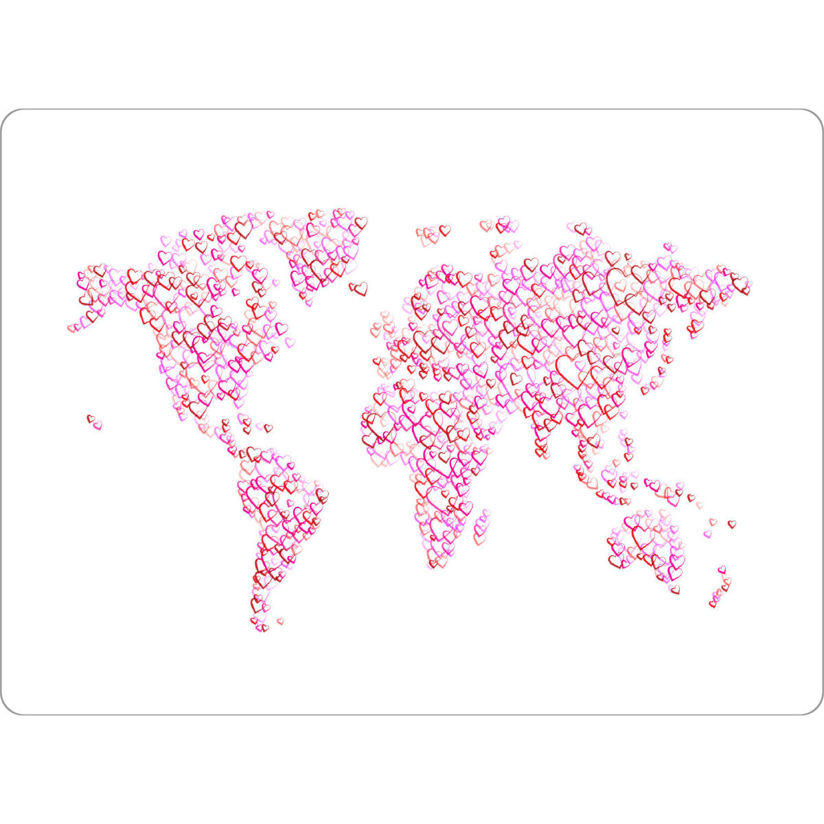 Tischset "World Map of Hearts Red and Pink" artboxONE - Reise,Liebe,Kartografie - Weltkarte,Weltkarte,Liebe,Liebe,Herzen,Herz,Herzen