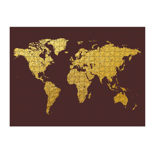 artboxONE Puzzle "World Map Gold on Burgandy" artboxONE - Reise,Kartografie - Weltkarte,Weltkarte,Gold,Folie,Blattgold - Bild Weltkarte