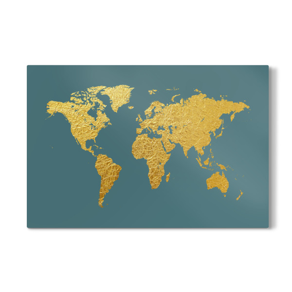Galerie-Print "World Map Gold on Teal" 30x20 cm artboxONE