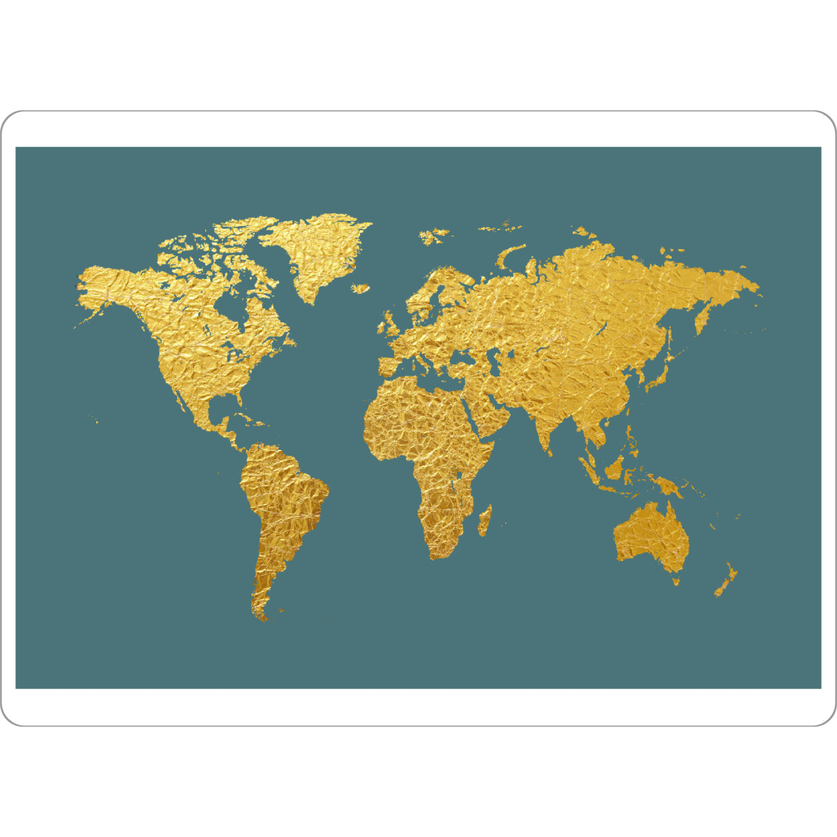 Tischset "World Map Gold on Teal" artboxONE - Kartografie - Weltkarte,Weltkarte,Gold,Folie,Blattgold - Bild Weltkarte