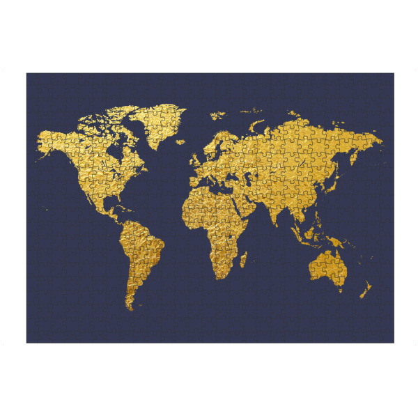 Puzzle Ravensburger "World Map Gold on Blue" artboxONE - Kartografie - World map,Weltkarte,Gold,Foil,Gold leaf - Bild world map