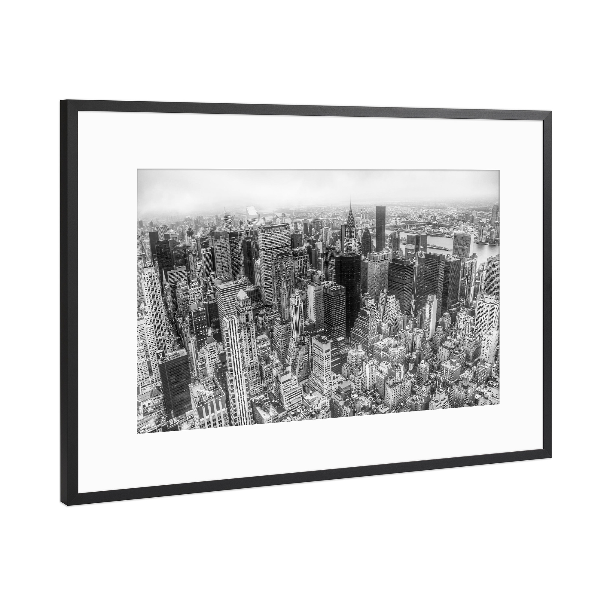 Poster mit Rahmen Schwarz (Metallic) "New York City Manhattan 2" artboxONE - Städte,Schwarzweiß,Architektur