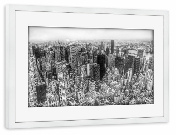 Poster mit Rahmen weiß "New York City Manhattan 2" artboxONE - Städte,Schwarzweiß,Architektur