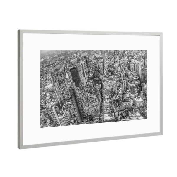 Poster mit Rahmen Silber "New York Manhattan cityscape" artboxONE - Städte,Schwarzweiß,Architektur