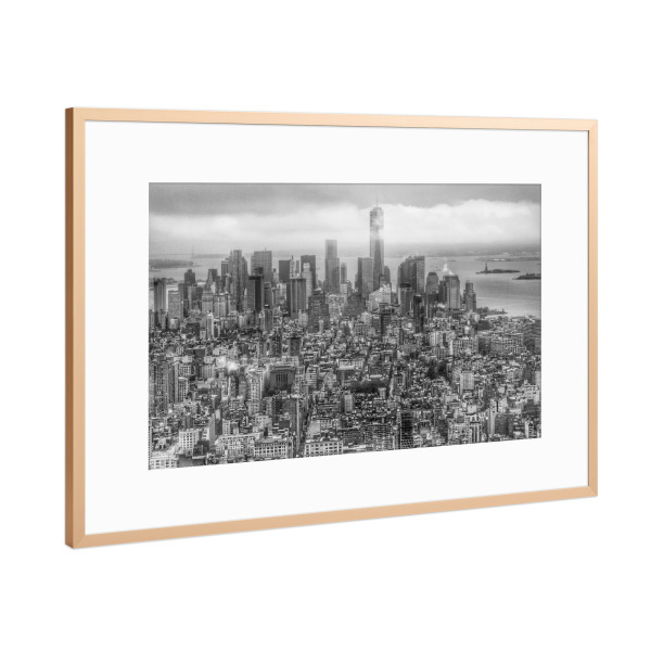 Poster mit Rahmen Kupfer "New York Manhattan Skyline" artboxONE - Städte,Schwarzweiß,Architektur