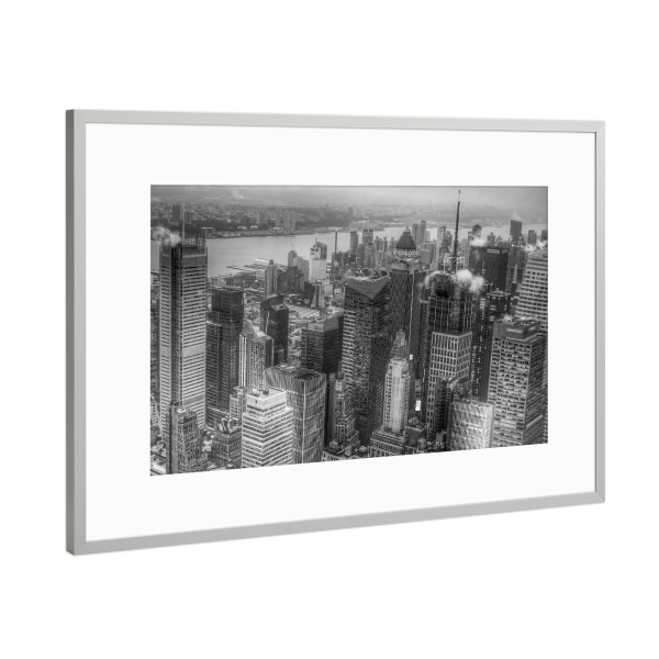 Poster mit Rahmen Silber "New York cityscape" artboxONE - Städte,Schwarzweiß - New york,Nyc,Ny,Manhattan,Fotografie,Schwarzweiß,Fotografie,Schwarzweiß