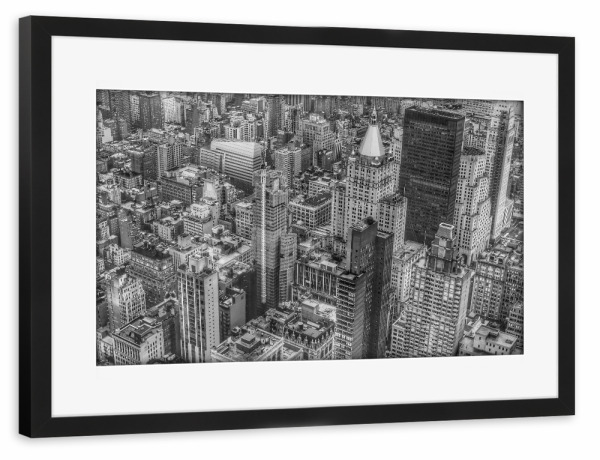 Poster mit Rahmen schwarz "New York Manhattan buildings" artboxONE - Städte,Schwarzweiß