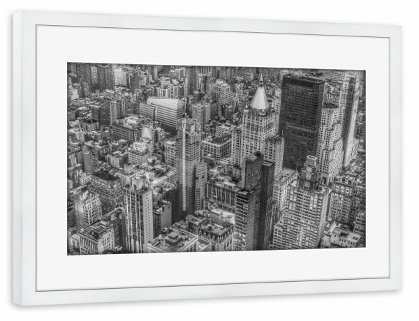 Poster mit Rahmen weiß "New York Manhattan buildings" artboxONE - Städte,Schwarzweiß