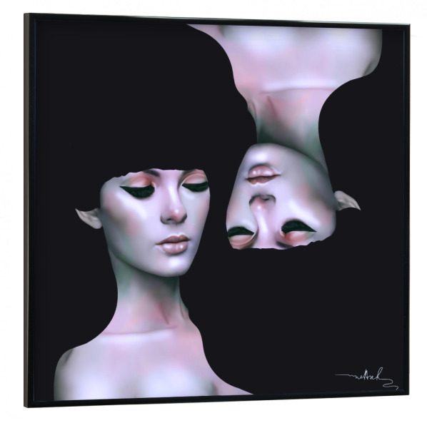 Poster mit schwarzem Rahmen 30x30 cm "Harlow" artboxONE - Menschen - Zwillinge,Zwillinge,Pastell,Zeichnung,Malerei,Zeichnung,Malen,Kühl,Haare,Pastell