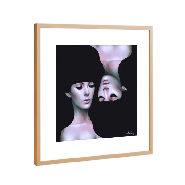 Poster mit Rahmen Kupfer "Harlow" artboxONE - Menschen - Zwillinge,Zwillinge,Pastell,Zeichnung,Malerei,Zeichnung,Malen,Kühl,Haare,Pastell