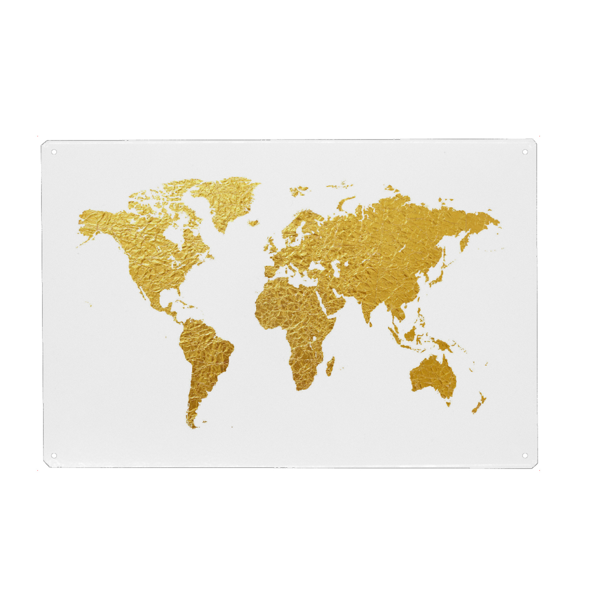 Metall Poster "World Map Gold" artboxONE - Reise,Kartografie - Weltkarte,Weltkarte,Gold,Folie,Blattgold,Map,Worldmap - Blechschild