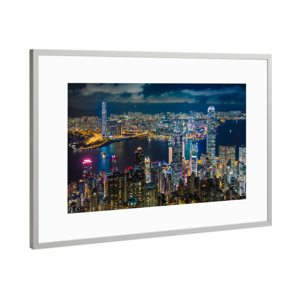 Poster mit Rahmen Silber "Hong Kong 10" artboxONE - Städte