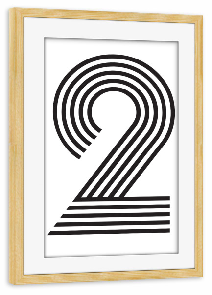Poster mit Rahmen kiefer "2" artboxONE - Typografie,Schwarzweiß,Geometrie
