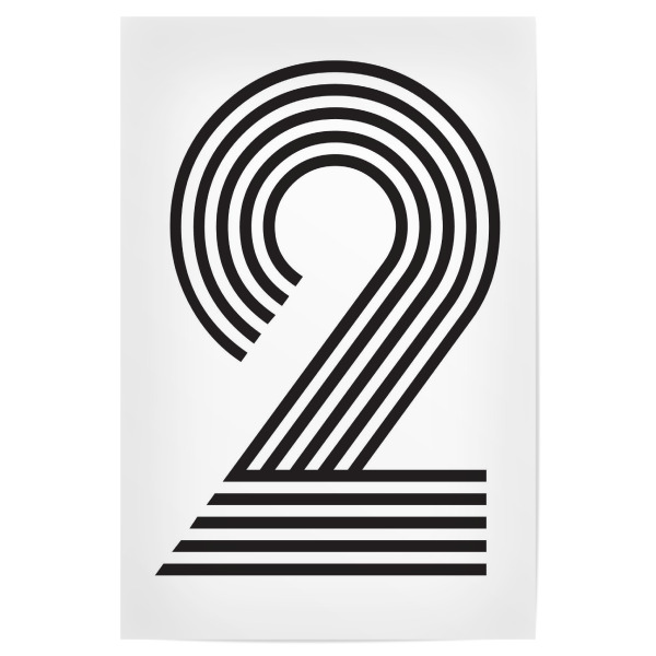 Poster 30x20 cm "2" artboxONE - Typografie,Schwarzweiß,Geometrie